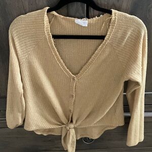 Sienna Sky Tan Cardigan with Tie Front